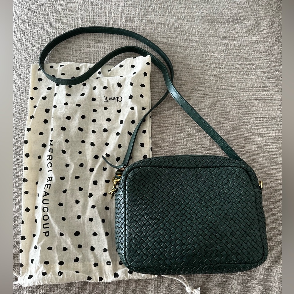 Clare V Green MIDI Sac Leather Crossbody